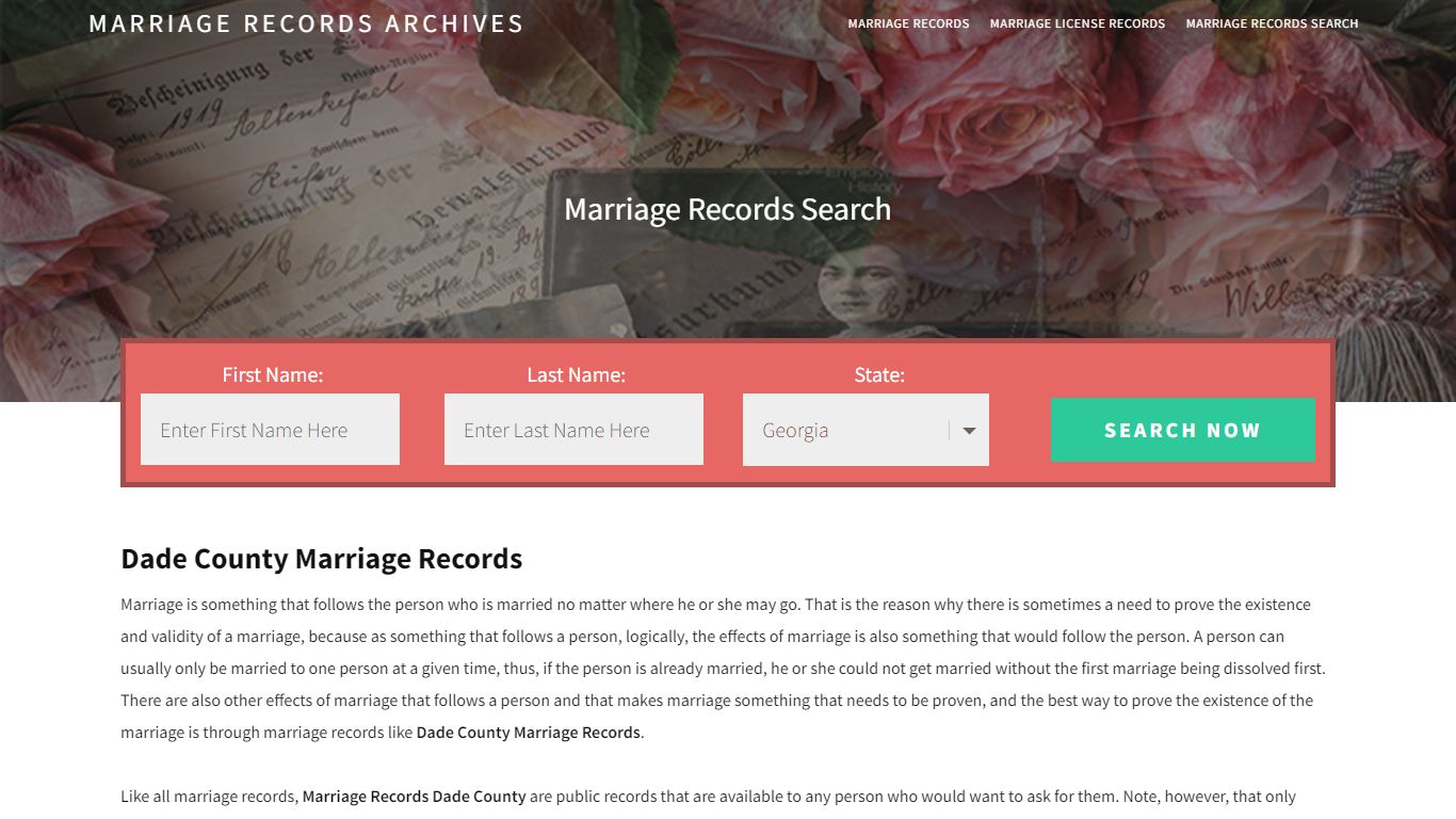 Dade County Marriage Records | Enter Name and Search | 14 ...